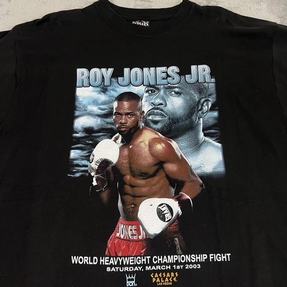 Vintage Roy Jones Jr Shirt Mens Extra Large Black Caesars Palace USA 2003 Fight - Picture 2 of 7